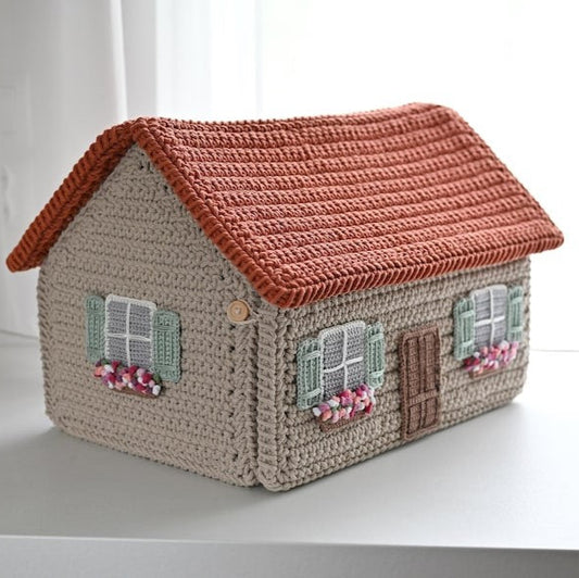 Crochet house basket PATTERN