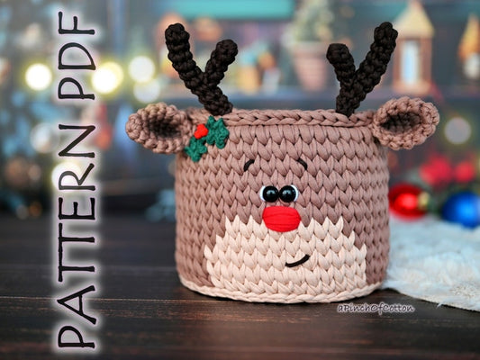 Reindeer basket crochet PATTERN