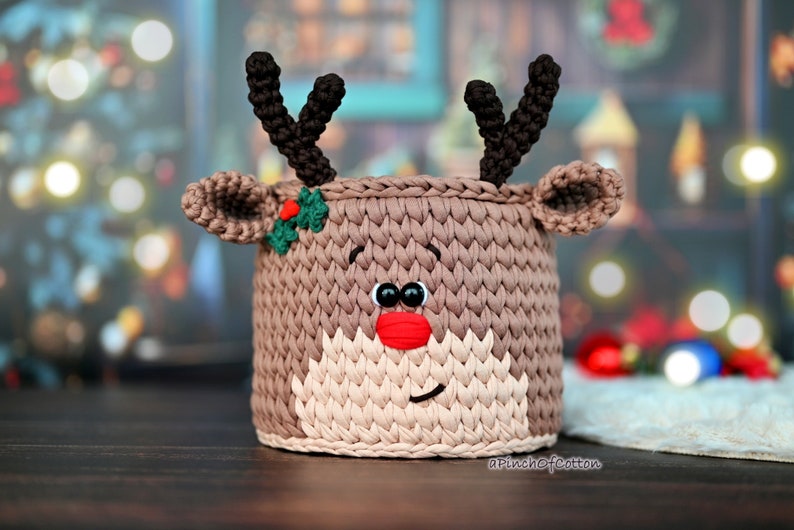 Reindeer basket crochet PATTERN