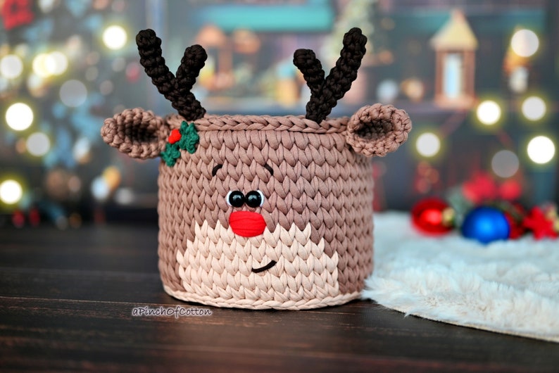 Reindeer basket crochet PATTERN