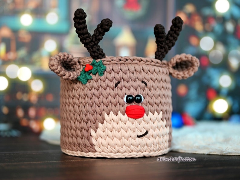 Reindeer basket crochet PATTERN