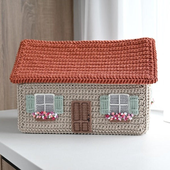 Crochet house basket PATTERN