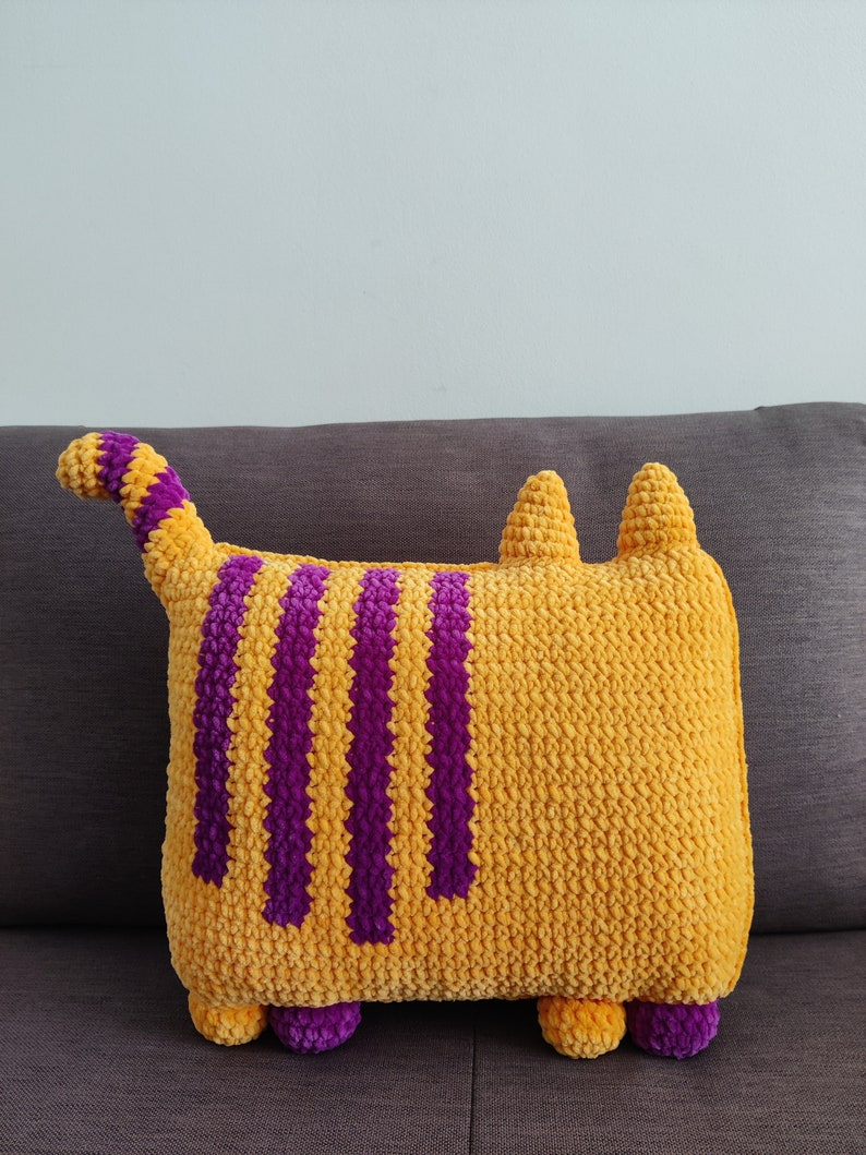 Striped Cat Pillow Crochet Pattern