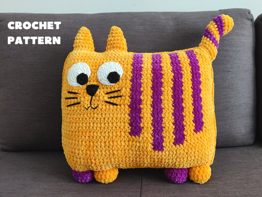 Striped Cat Pillow Crochet Pattern