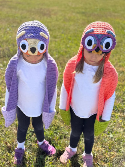 Grannies Hooded Scarf - CROCHET PATTERN