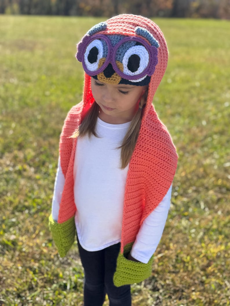 Grannies Hooded Scarf - CROCHET PATTERN