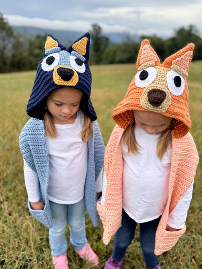 Blue/Red Heeler Hooded Scarf - CROCHET PATTERN