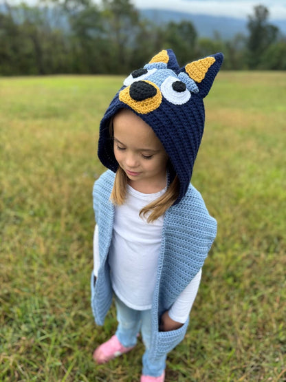 Blue/Red Heeler Hooded Scarf - CROCHET PATTERN