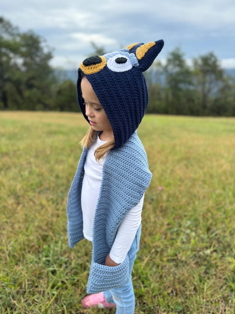 Blue/Red Heeler Hooded Scarf - CROCHET PATTERN