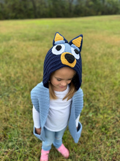 Blue/Red Heeler Hooded Scarf - CROCHET PATTERN