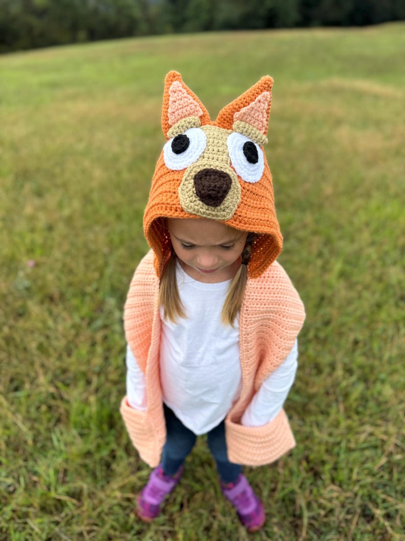 Blue/Red Heeler Hooded Scarf - CROCHET PATTERN