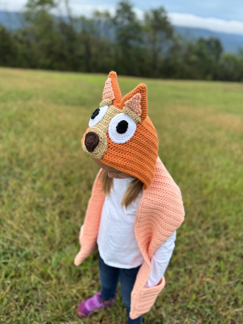 Blue/Red Heeler Hooded Scarf - CROCHET PATTERN