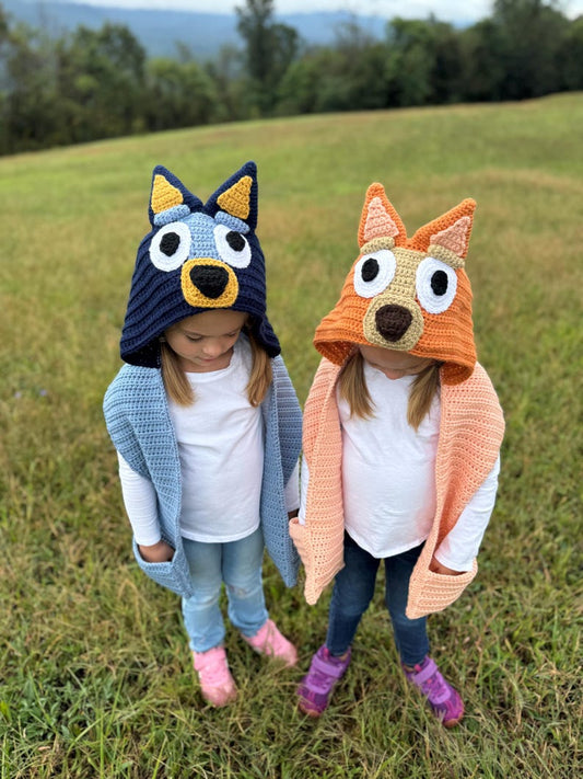 Blue/Red Heeler Hooded Scarf - CROCHET PATTERN