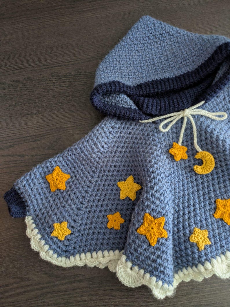 Moon and Stars Poncho Crochet Pattern
