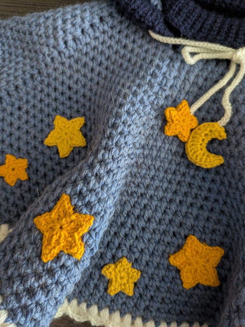 Moon and Stars Poncho Crochet Pattern