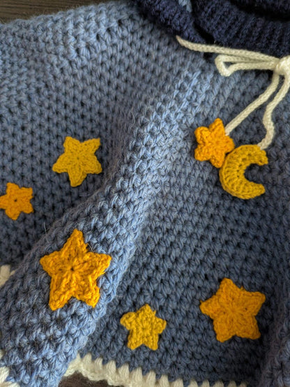 Moon and Stars Poncho Crochet Pattern