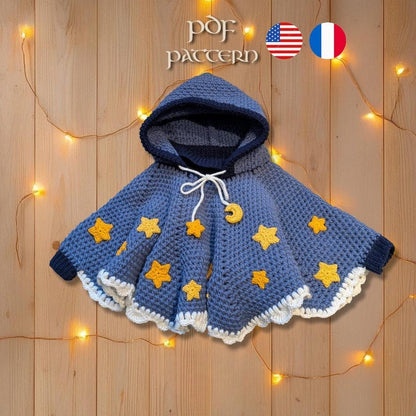 Moon and Stars Poncho Crochet Pattern