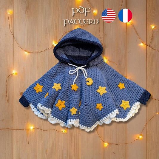 Moon and Stars Poncho Crochet Pattern