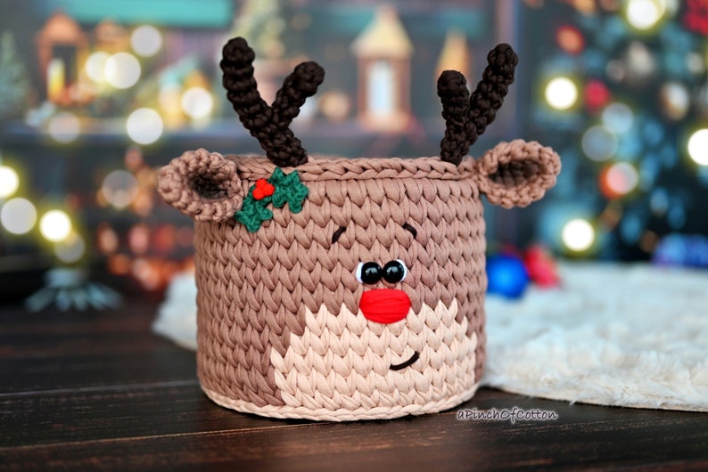 Reindeer basket crochet PATTERN