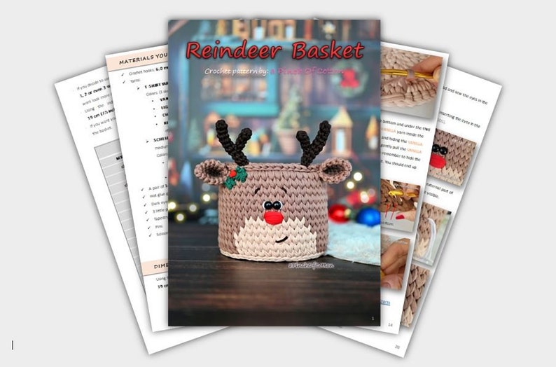 Reindeer basket crochet PATTERN